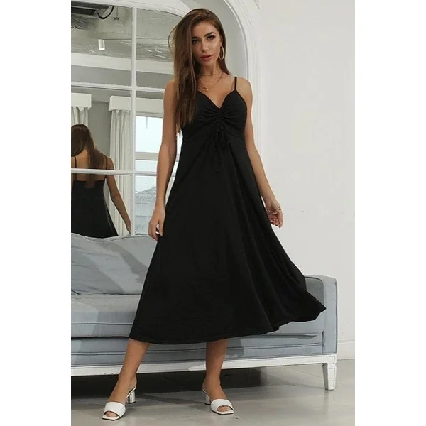 Robe Longue Bohème Décontractée Noire