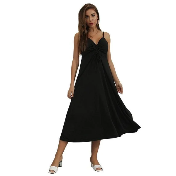Robe Longue Bohème Décontractée Noire