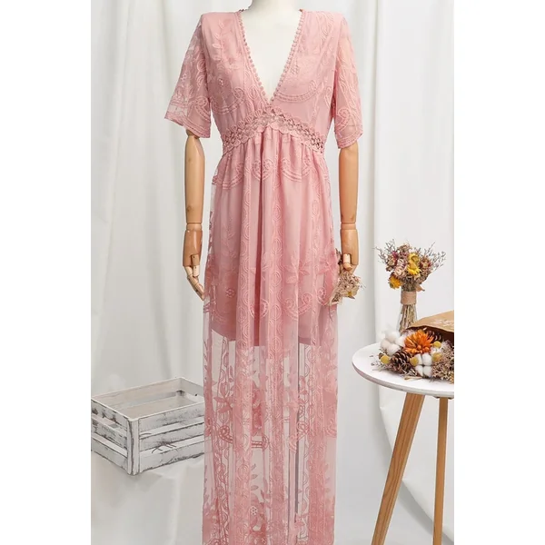 Robe Longue Bohème Noire en Dentelle – Hanaé