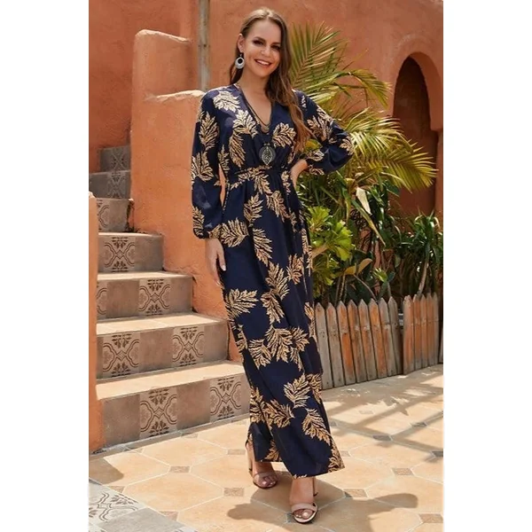 Robe Longue Bohème Noire À Fleurs