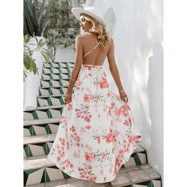 Robe Longue Bohème À Fleurs Blanches