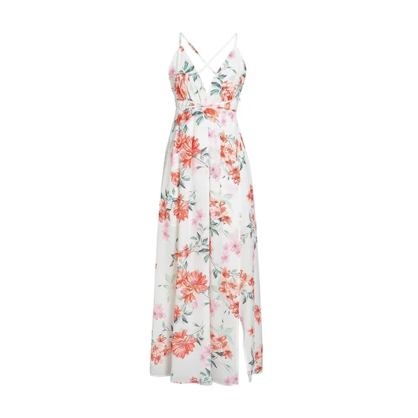 Robe Longue Bohème À Fleurs Blanches