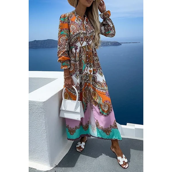 Robe Longue Bohème à Manches Longues – Elena