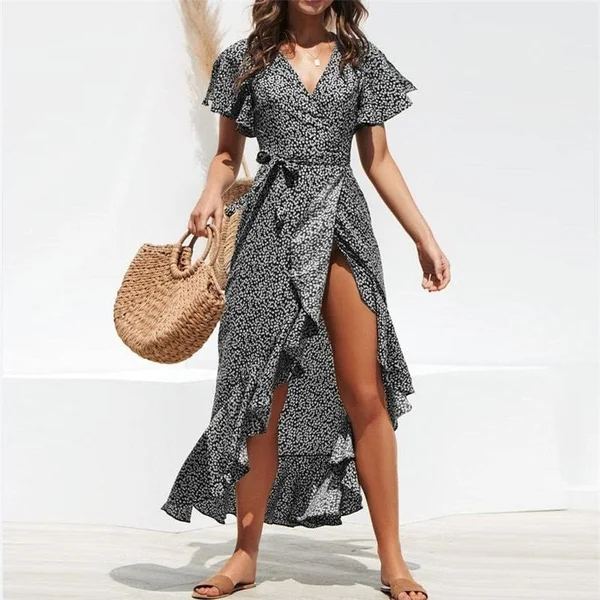 Robe longue bohémienne avec imprimé floral
