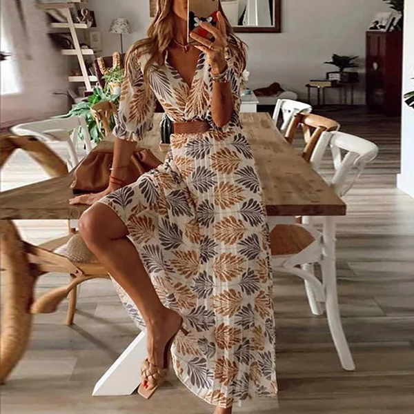 Robe longue bohémienne avec imprimé