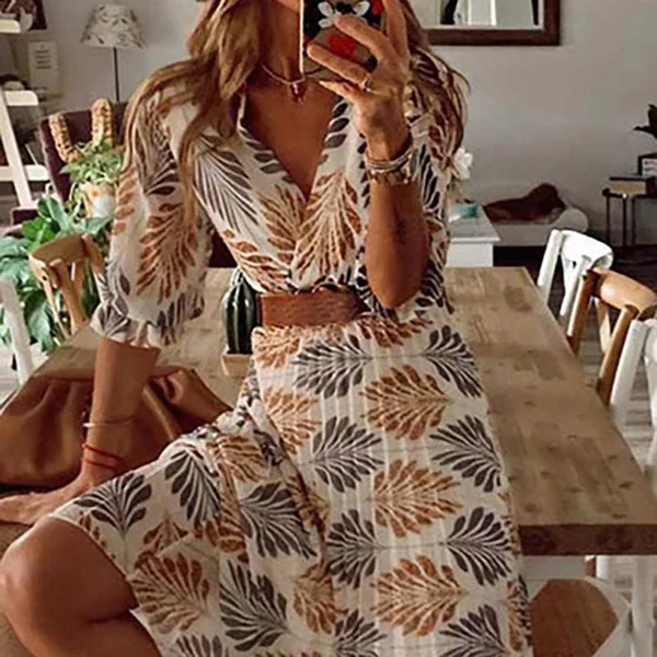 Robe longue bohémienne avec imprimé