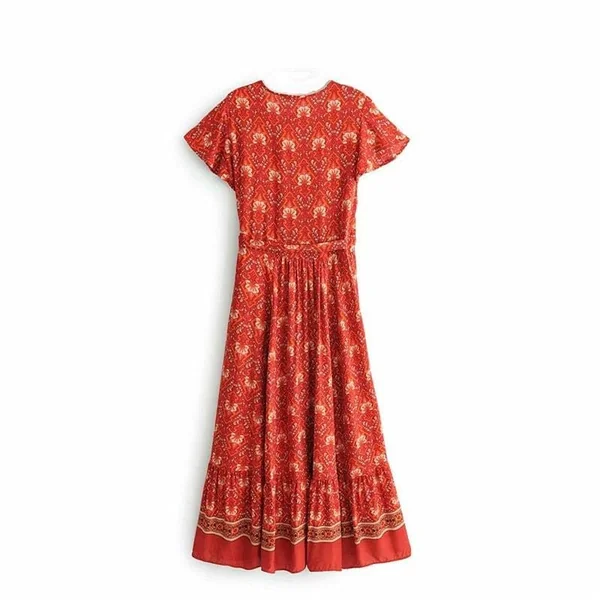 Robe longue bohémienne rouge