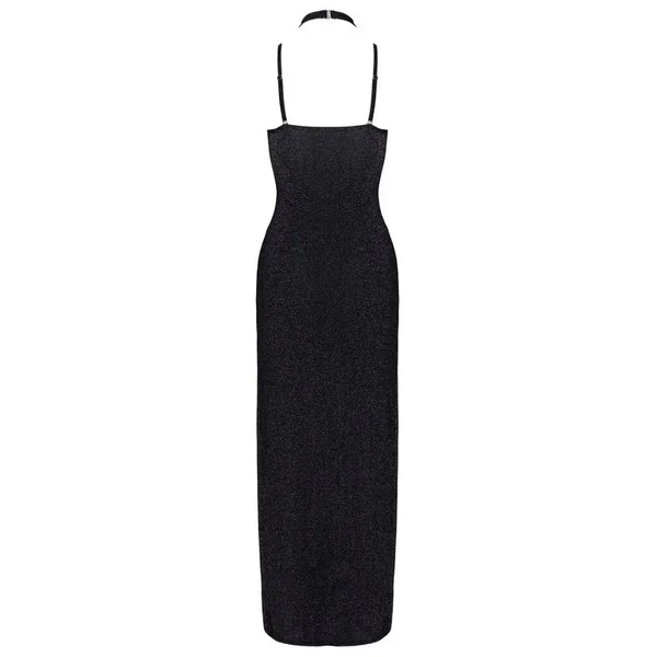 Robe longue brillante noire