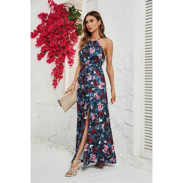 Robe Longue Champêtre Avec Encolure Américaine