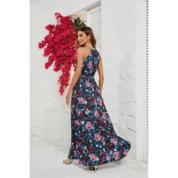 Robe Longue Champêtre Avec Encolure Américaine