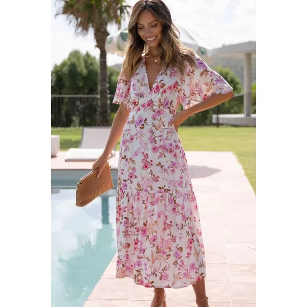 Robe Longue Champêtre Rose