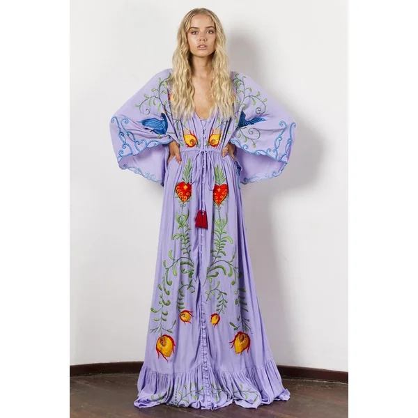 Robe Longue Col V Bohème – Ella