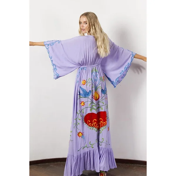 Robe Longue Col V Bohème – Ella