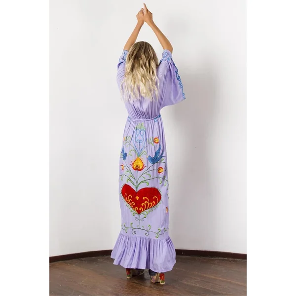 Robe Longue Col V Bohème – Ella