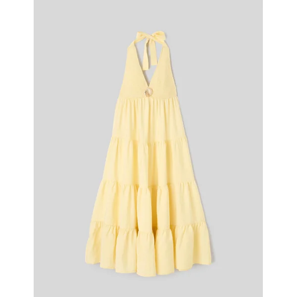 Robe longue détail bijoux JAUNE PASTEL