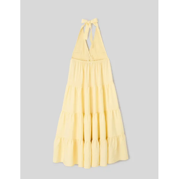 Robe longue détail bijoux JAUNE PASTEL