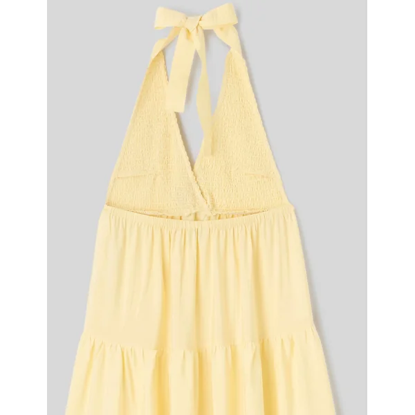 Robe longue détail bijoux JAUNE PASTEL