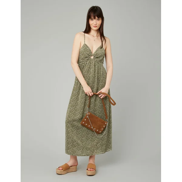 Robe longue imprimée Vert Kaki