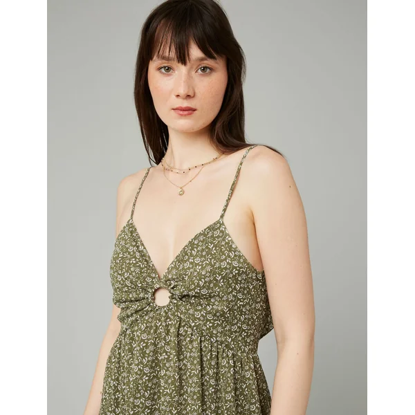 Robe longue imprimée Vert Kaki