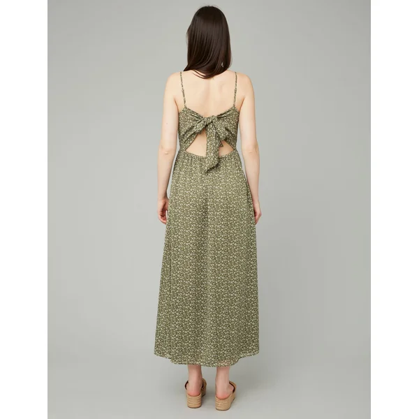 Robe longue imprimée Vert Kaki