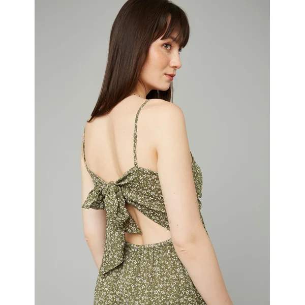 Robe longue imprimée Vert Kaki