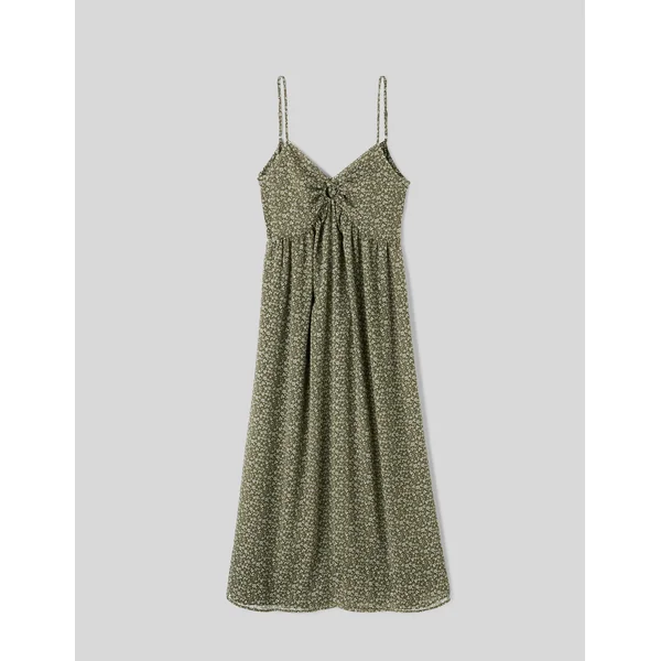 Robe longue imprimée Vert Kaki