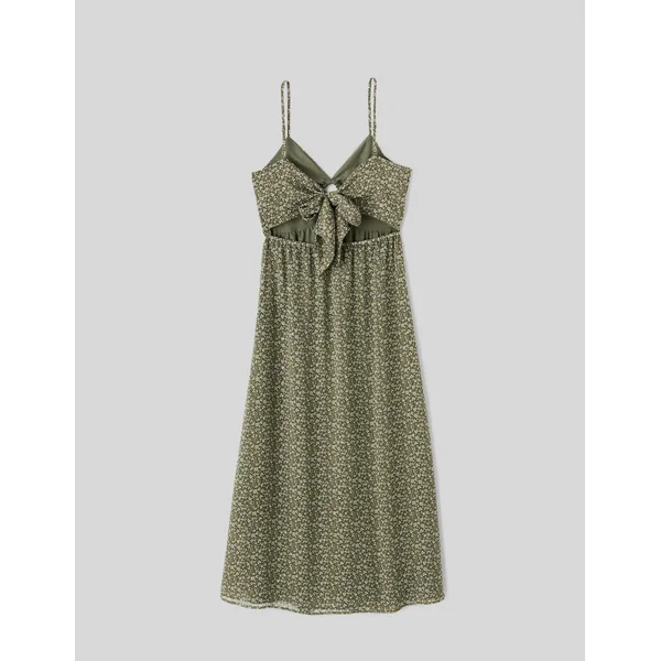 Robe longue imprimée Vert Kaki