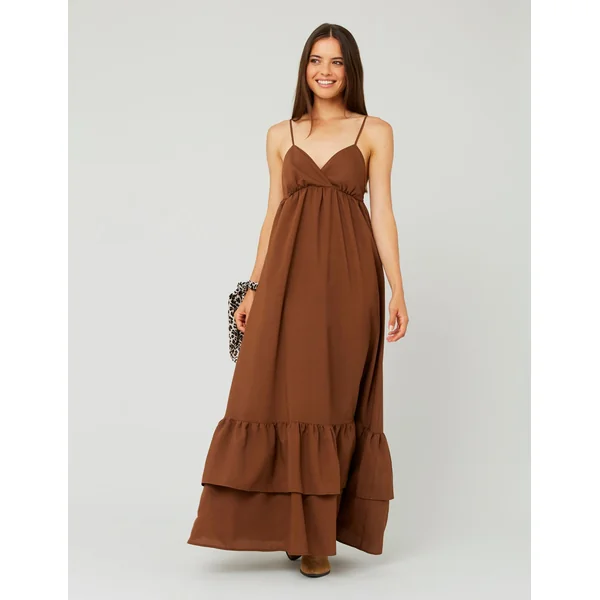Robe longue maxi Marron
