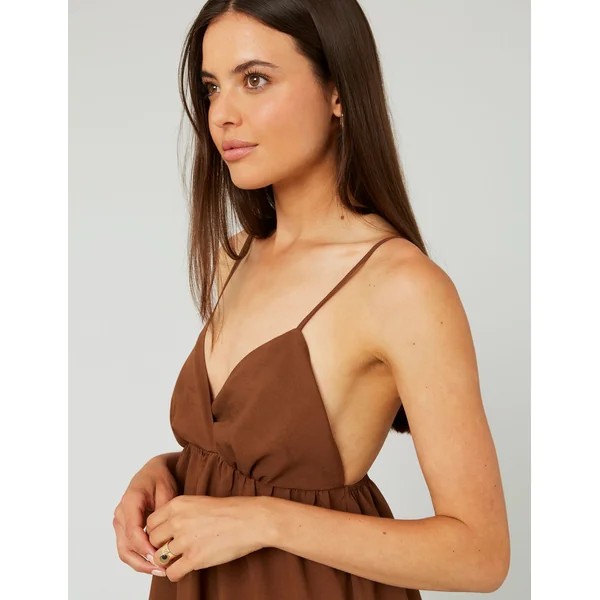 Robe longue maxi Marron