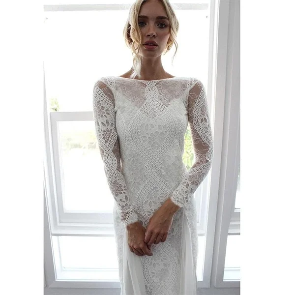 Robe longue, style mariage bohème