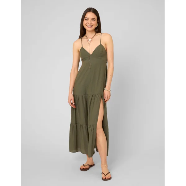 Robe longue à découpes dans le dos Vert kaki