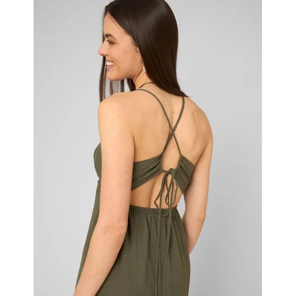 Robe longue à découpes dans le dos Vert kaki