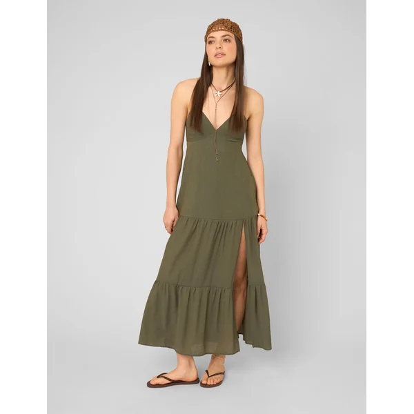 Robe longue à découpes dans le dos Vert kaki