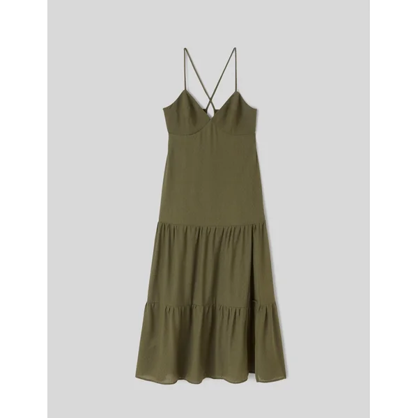 Robe longue à découpes dans le dos Vert kaki