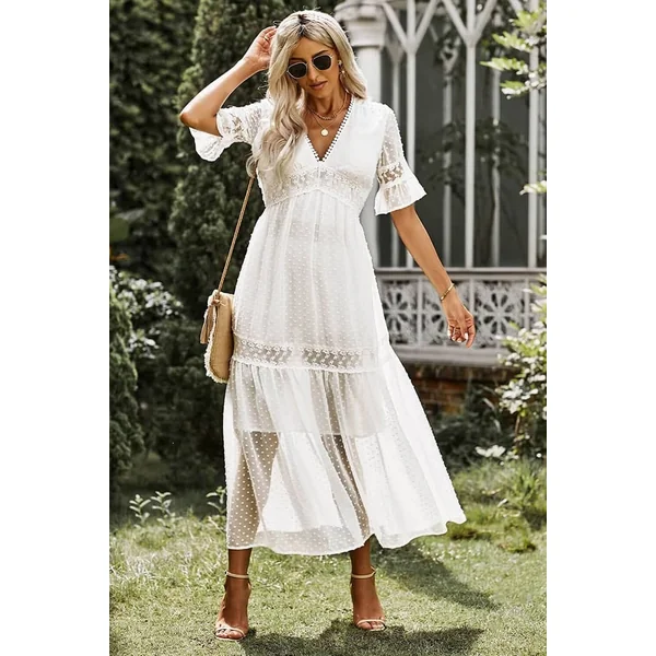 Robe Manche Dentelle Blanche Champêtre