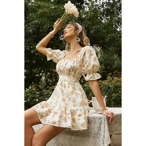 Robe Manches Ballon Champêtre