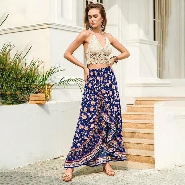 Robe Maxi Bohème Taille Haute