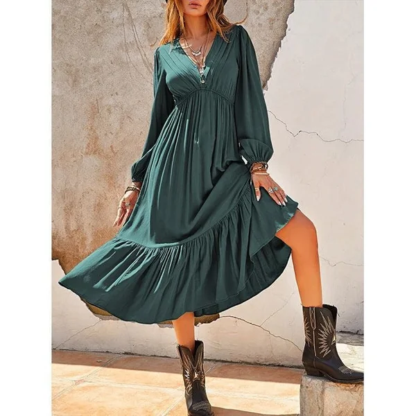 Robe Midi Bohème À Volants