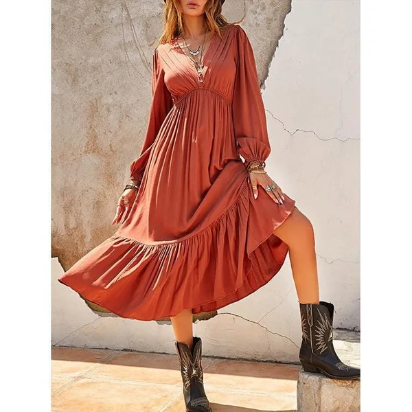 Robe Midi Bohème À Volants