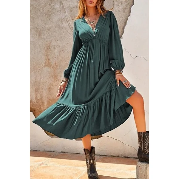 Robe Midi Bohème À Volants