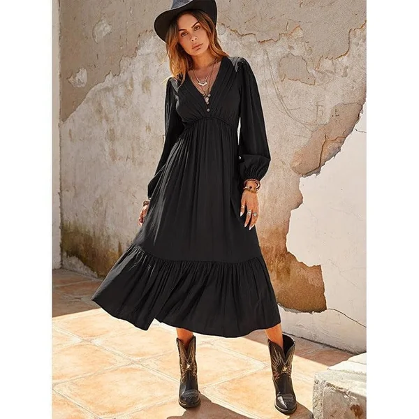 Robe Midi Bohème À Volants