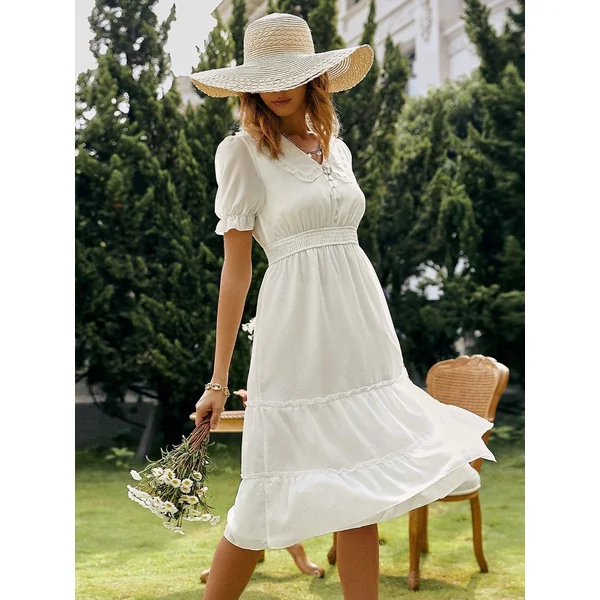 Robe Midi Champêtre Blanche