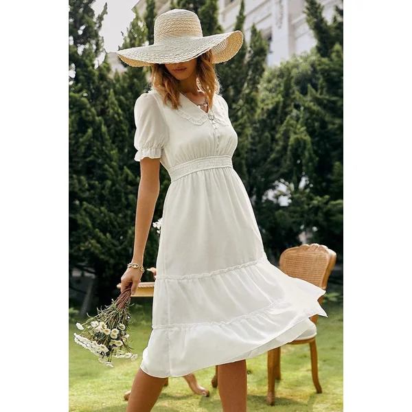 Robe Midi Champêtre Blanche