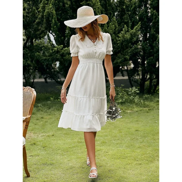 Robe Midi Champêtre Blanche