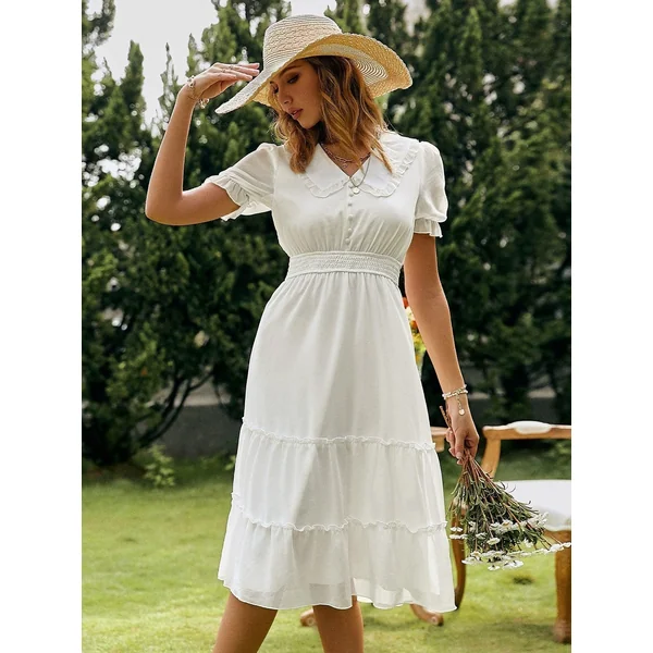Robe Midi Champêtre Blanche