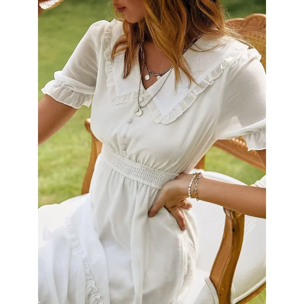 Robe Midi Champêtre Blanche