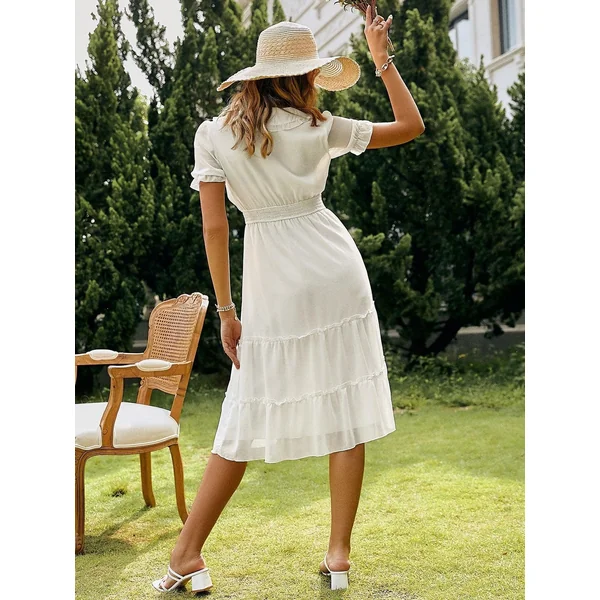Robe Midi Champêtre Blanche