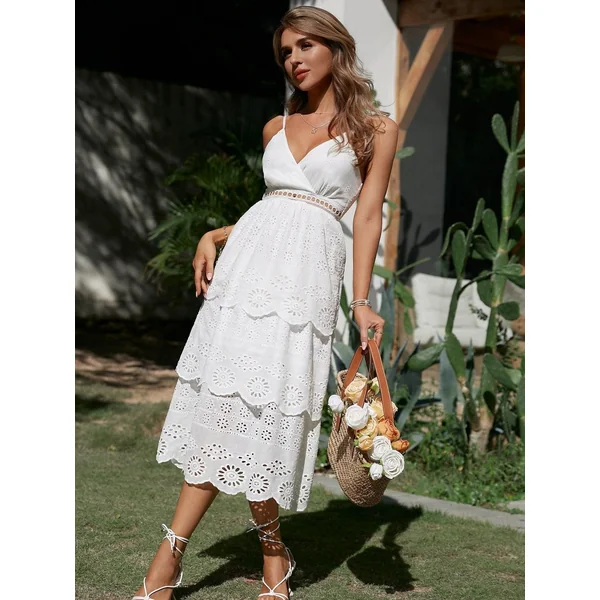 Robe Midi En Dentelle Blanche