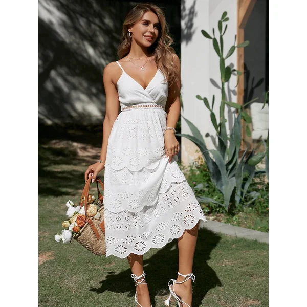 Robe Midi En Dentelle Blanche