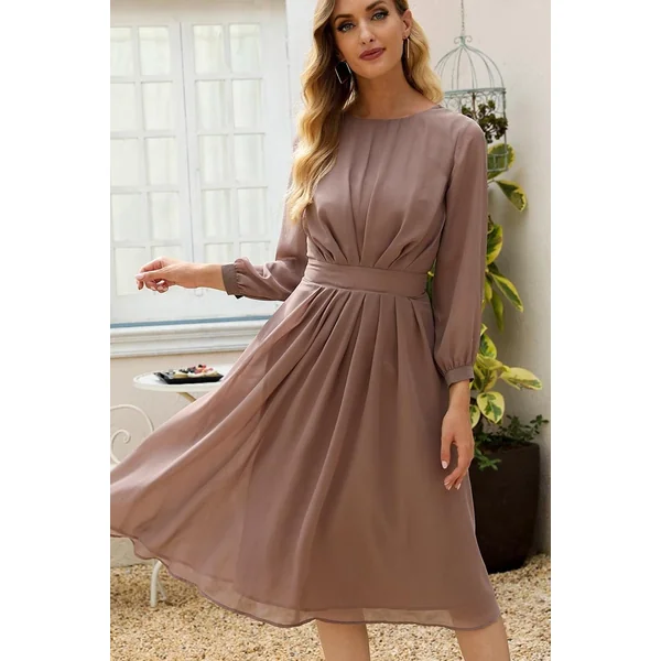 Robe Mi-Longue Bohème Marron – Madeleine